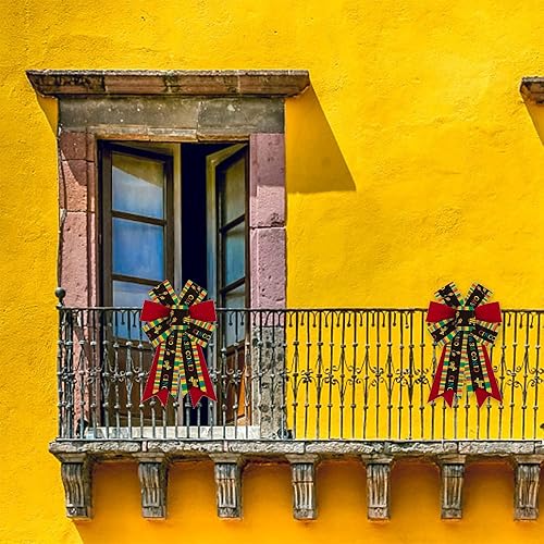 Miniatura 9 de Arcos mexicanos grandes para corona, lazos de Cinco de Mayo rojos y amarillos, lazos de dama de Guadalupe para puerta delantera, lazos de árbol de