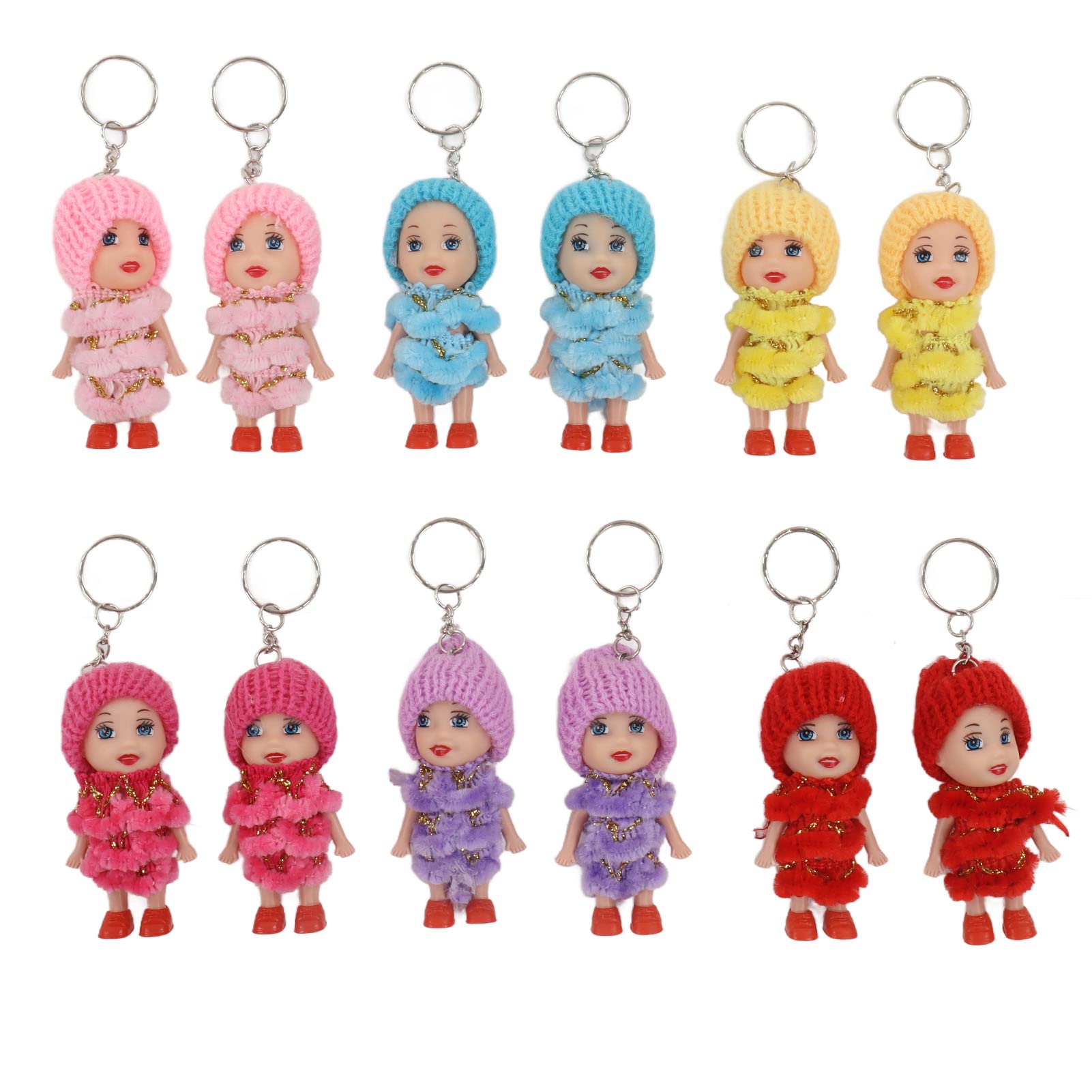 outdoorm 12 Pcs Mini Doll Keychain Lovely Tiny Dolls Keychain
