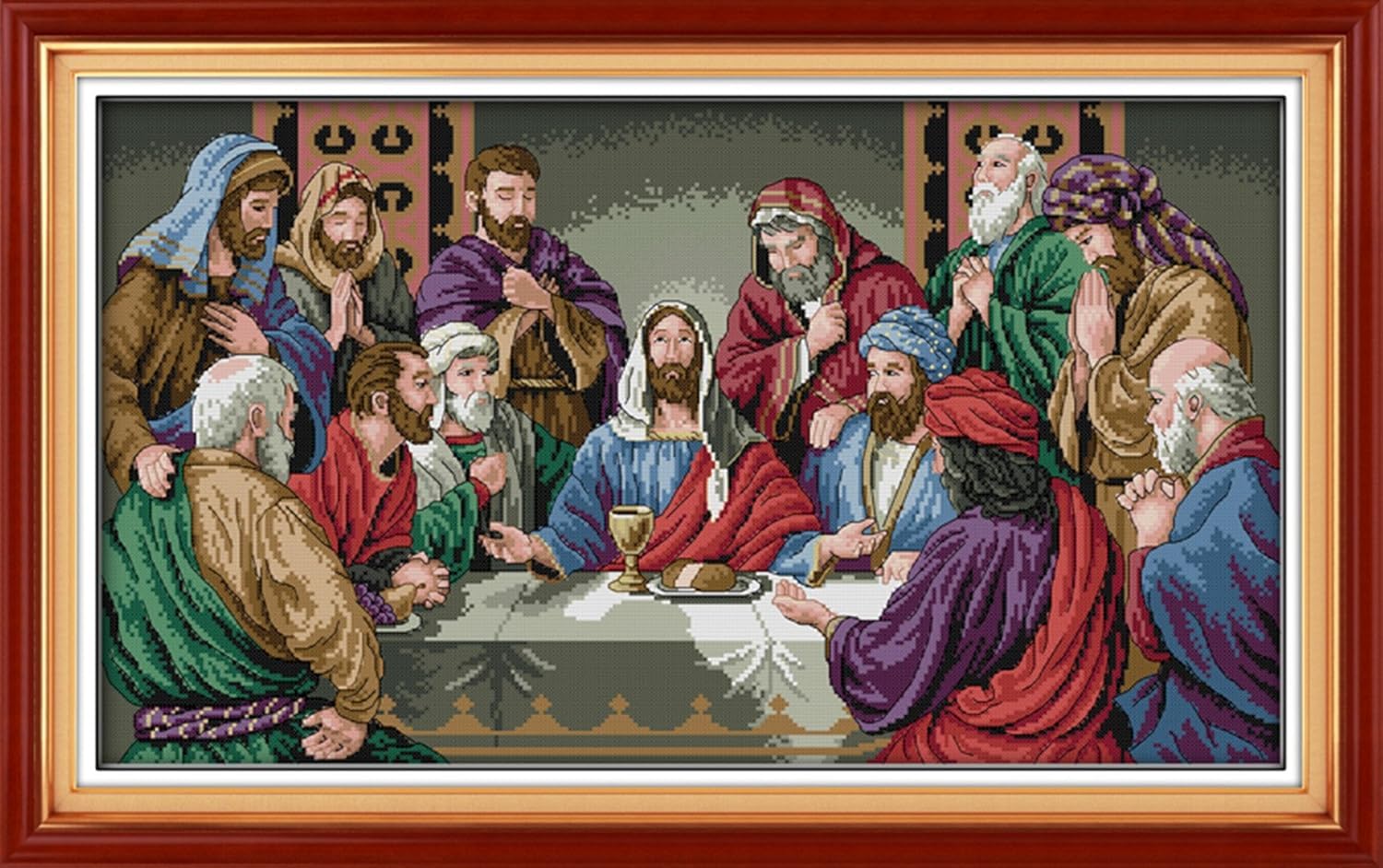 YEESAM ART Cross Stitch Kits for Adults Beginners The Last Supper by Leonardo da Vinci Pre Printed 14ct, DIY Stamped Embroidery Starter Kit Easy Sewing Set Home Decor