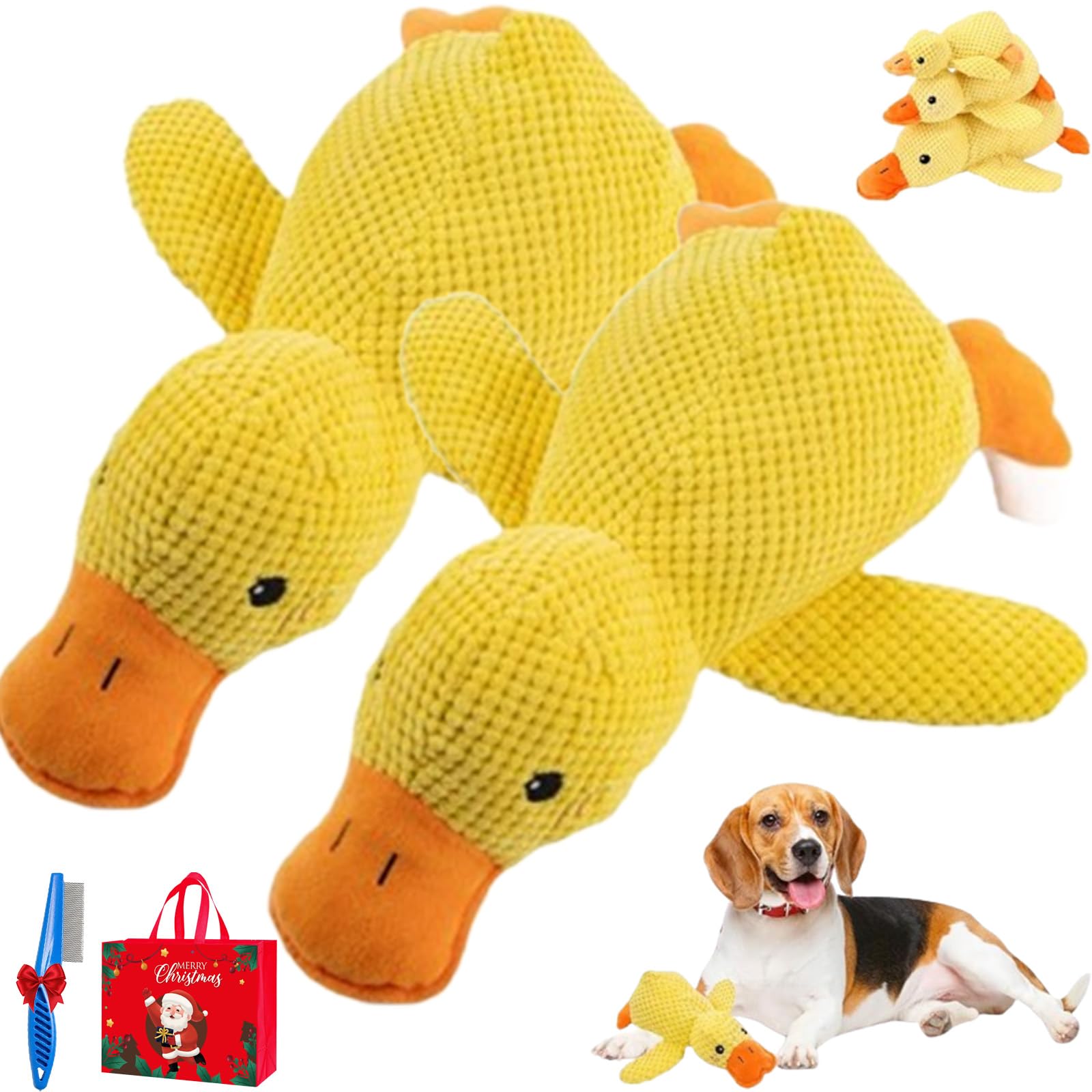 2026 New Paw Love Calming Duck, Pawlove Interactive Plush Duck, Calming Quack Ducks Toys for Dogs Boredom, Soft Stuff Pet Chew Toy,Bright Yellow Anxiety Dog Doll,for Indoor Puppy Small Dog (2A, L)