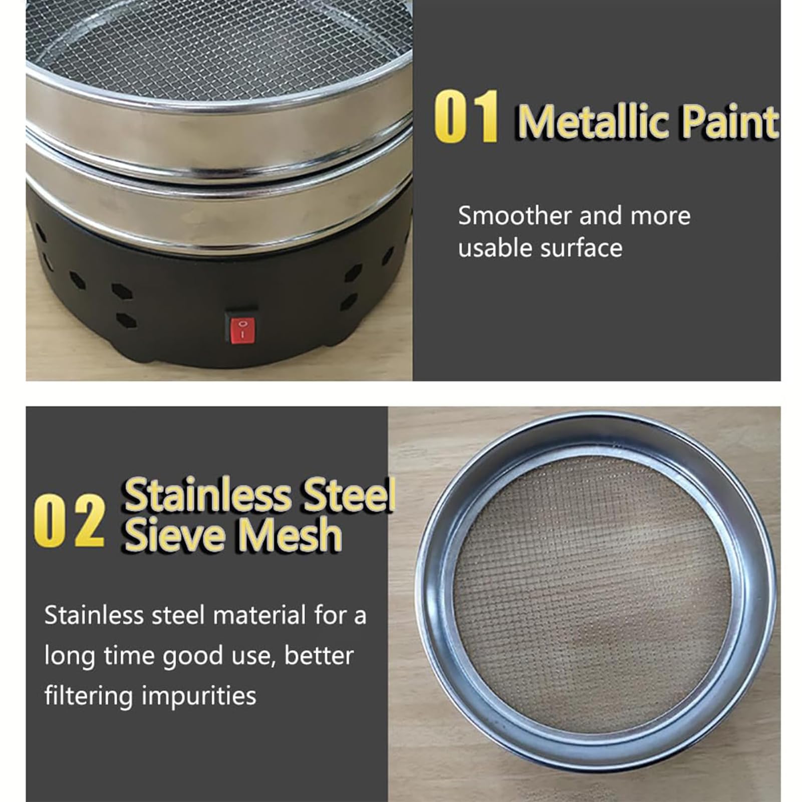 Chłodziarka Do Ziaren Kawy, Elektryczna Chłodziarka Do Palenia Ziaren Kawy | Maszyna do Palenia i Chłodzenia ze Stali Nierdzewnej z Filtrem i Szczotką do Czyszczenia, do Domu, Kawiarni(black,900g)
