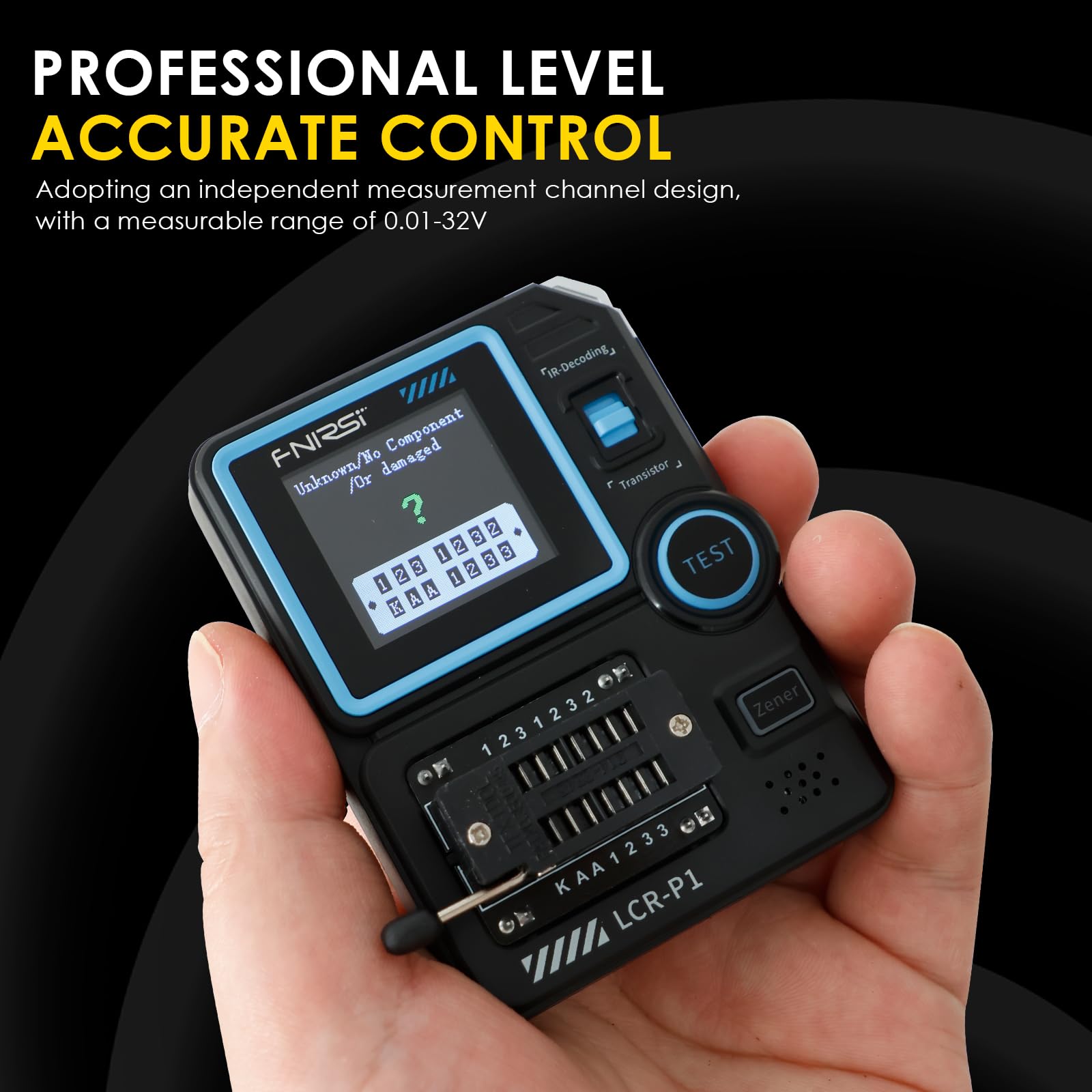 LCR-P1 Transistor Tester Ultra Genau 1,44" Farbbildschirm USB Typ-C Messbaren Bereich von 0,01–32 V Transistor Multifunktionstester 1 Klick Identifizieren LCR Messgerät ESR Unterstützt NRC