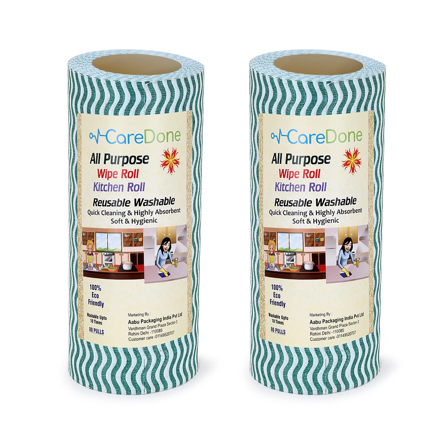 CareDone Kitchen Towel Roll Reusable Washable for Multipurpose Super Absorbent, Dish Towels, Soft Touch Handy Wipes, Alternative - Eco Friendly (Green, 80 Wipes Each Roll, Pack of 2) (B09KPY196Y) Amazon Price History, Amazon Price Tracker
