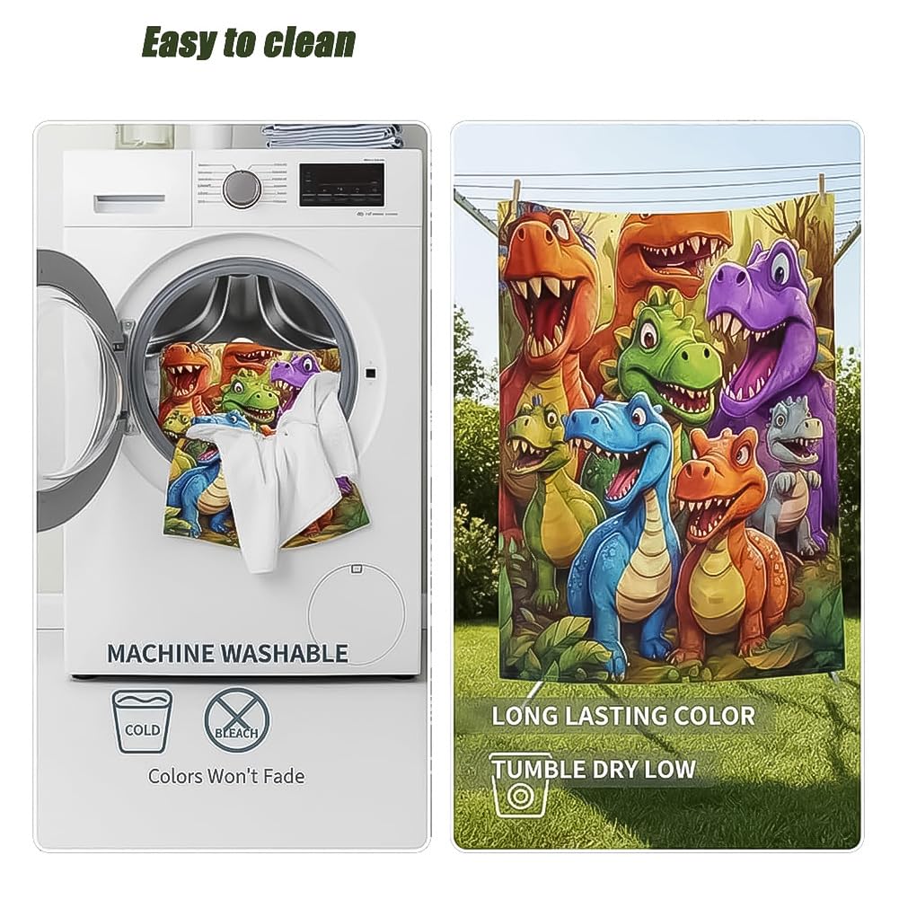 Cute Smiling Dinosaurs HD Digital Print Flannel, Soft Flannel Blanket with Funny Smiling Dinosaurs, for Toddler Adults, Warm Cover for Couch Bed Travel & Nap Decor (59.05 * 39.37in)