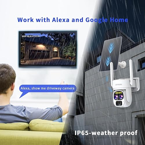 Miniatura 6 de Cámaras para seguridad en el hogar inalámbrica solar al aire libre, cámara de seguridad Alexa exterior, cámara WiFi exterior de 360 PTZ, lente dual