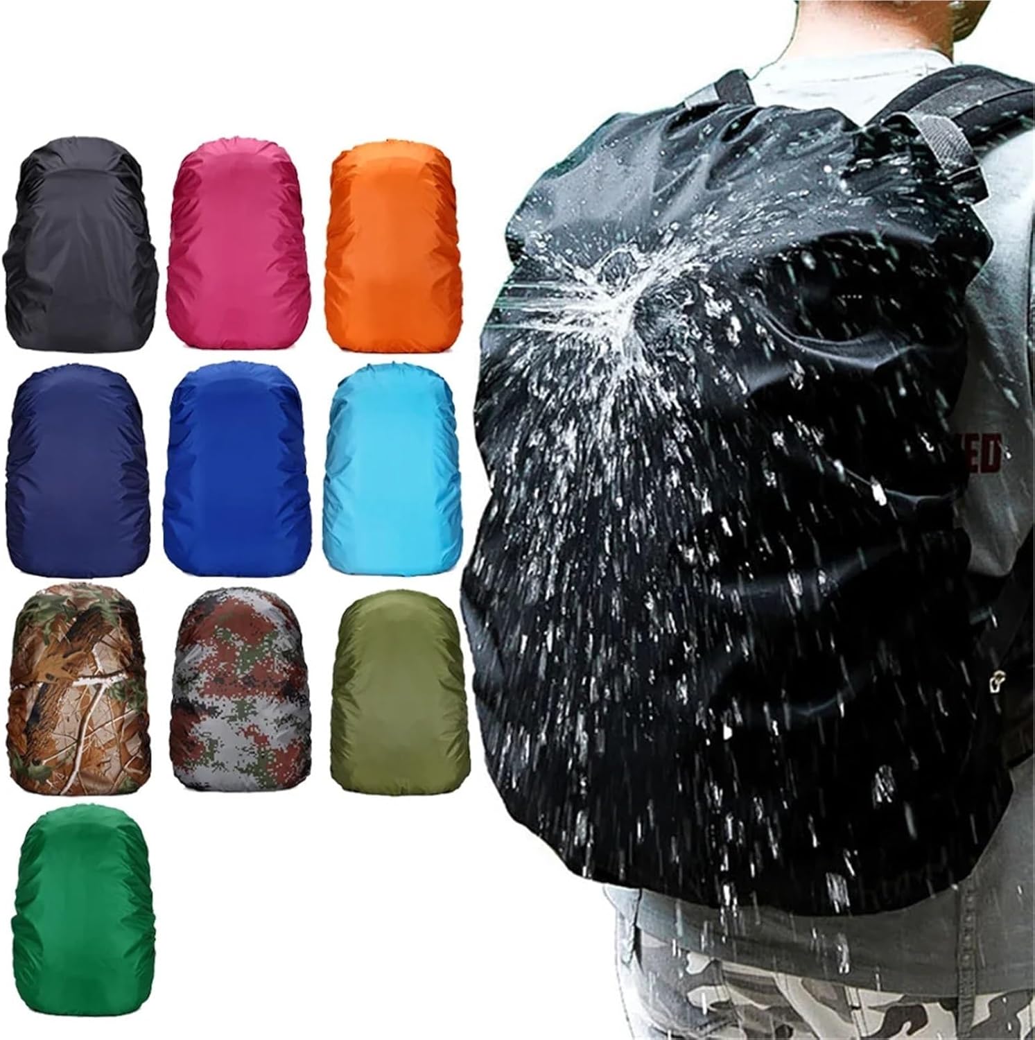 2pcs Practical Backpack Rain Shield Waterproof Sun-Protected Bag Outdoor Camping Hiking Protective Cover for Backpack