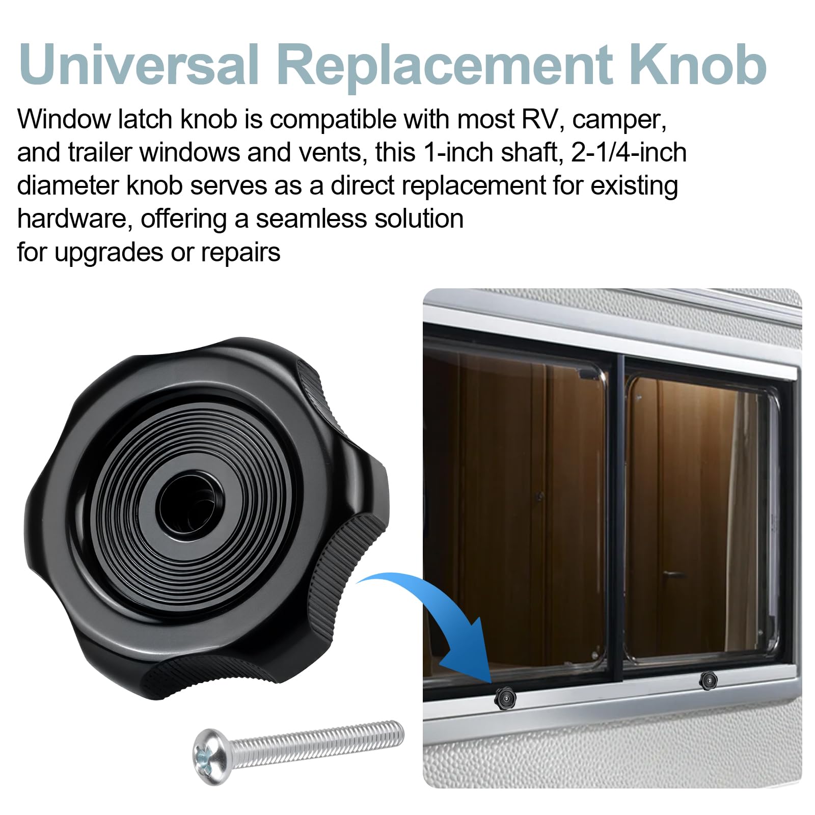 RV Window And Vent Knob Replacement – 1 Shaft Camper Window Crank Handle Knob, Made In USA