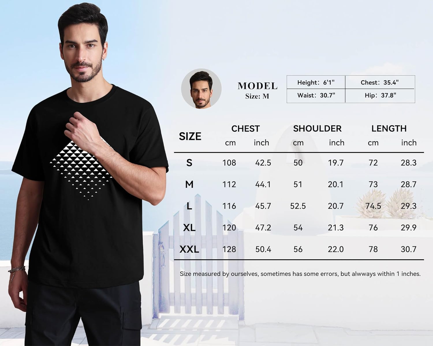 Mens Graphic T-Shirts Triangle Geometric Gradient Art Short Sleeve Summer Top Crewneck Casual Tees for Men - Image 7