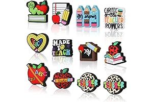 12Pcs Teacher Croc Charms Silicone Beads