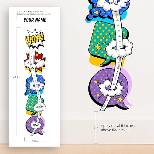 Miniatura 4 de Oliver's Labels Tabla de crecimiento para niños - Bonita calcomanía de pared personalizada - Regla para tamaño infantil - Calcomanía de medición de