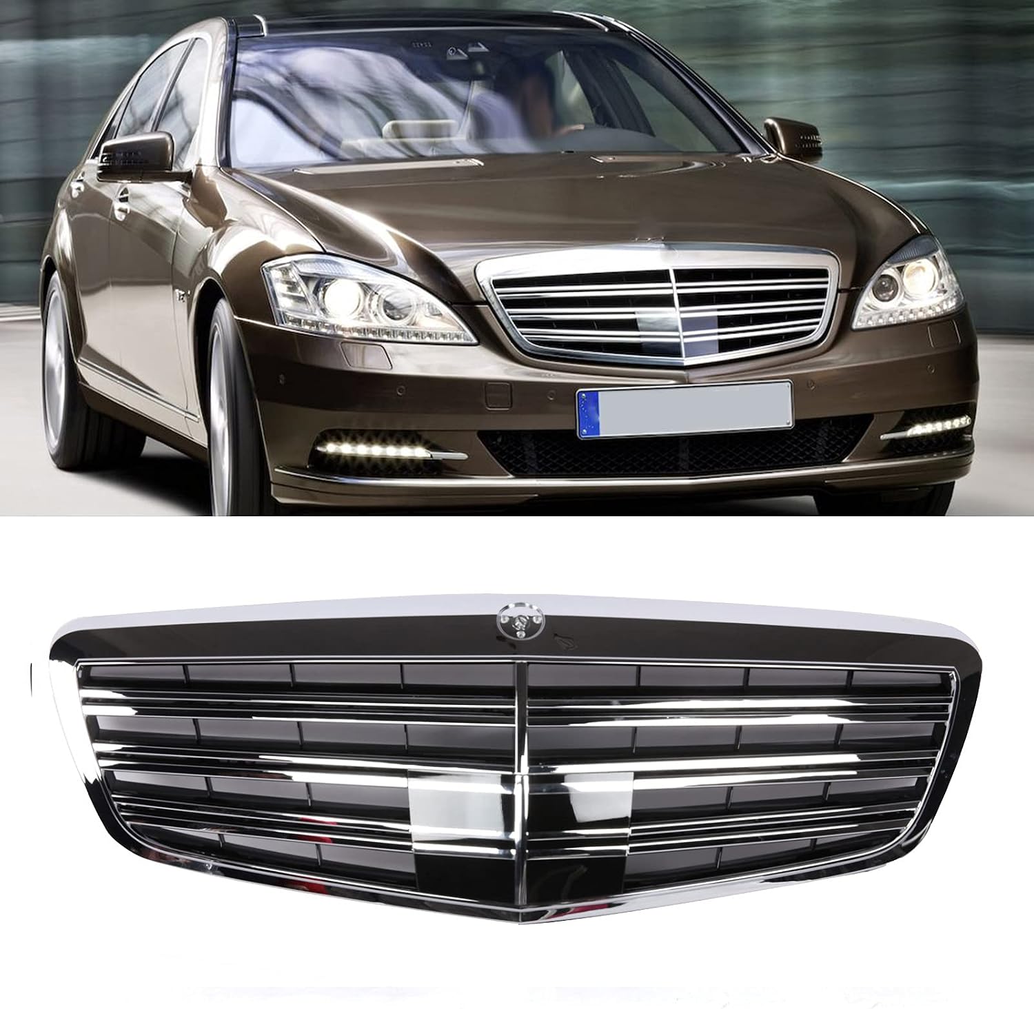 PENSUN AMG style Chrome Front Grille Fit for 2010-2013 Mercedes Benz S-Class W221 S350 S400 S450 S500 S550 S600 S63 S65