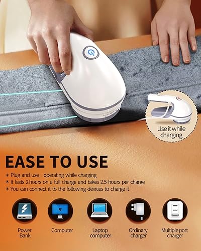 Miniatura 3 de Afeitadora eléctrica de tela, removedor de pelusa recargable, desfuzzer para quitar pelusa y píldoras de la ropa, medias, sofá, muebles, manta (gris)