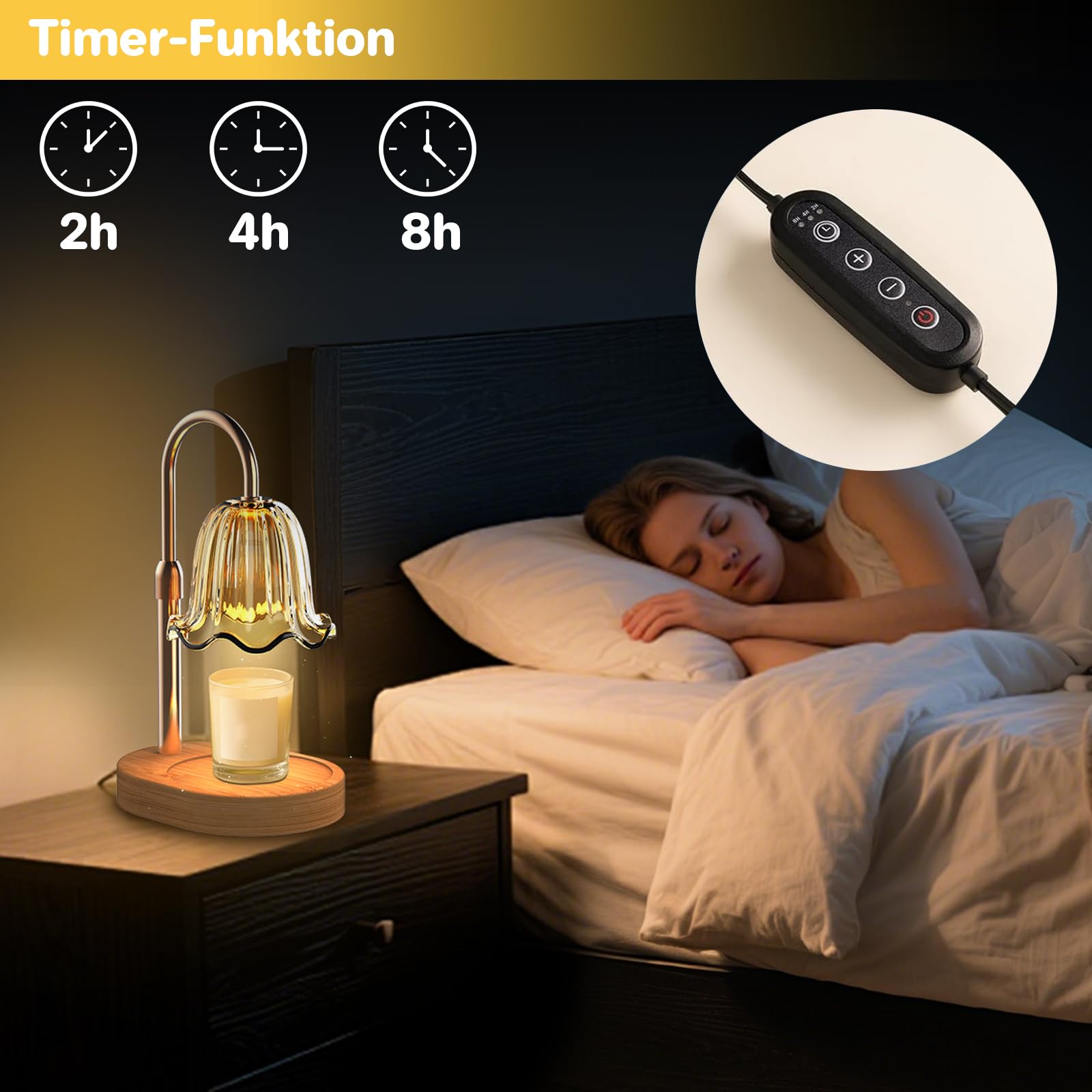 Philorn Lampada riscaldante per candele con dimmer, timer e 2 lampadine, lampada per candele a fiore regolabile in altezza, luce elettrica per candele in cera, regali di compleanno per mamme, regali