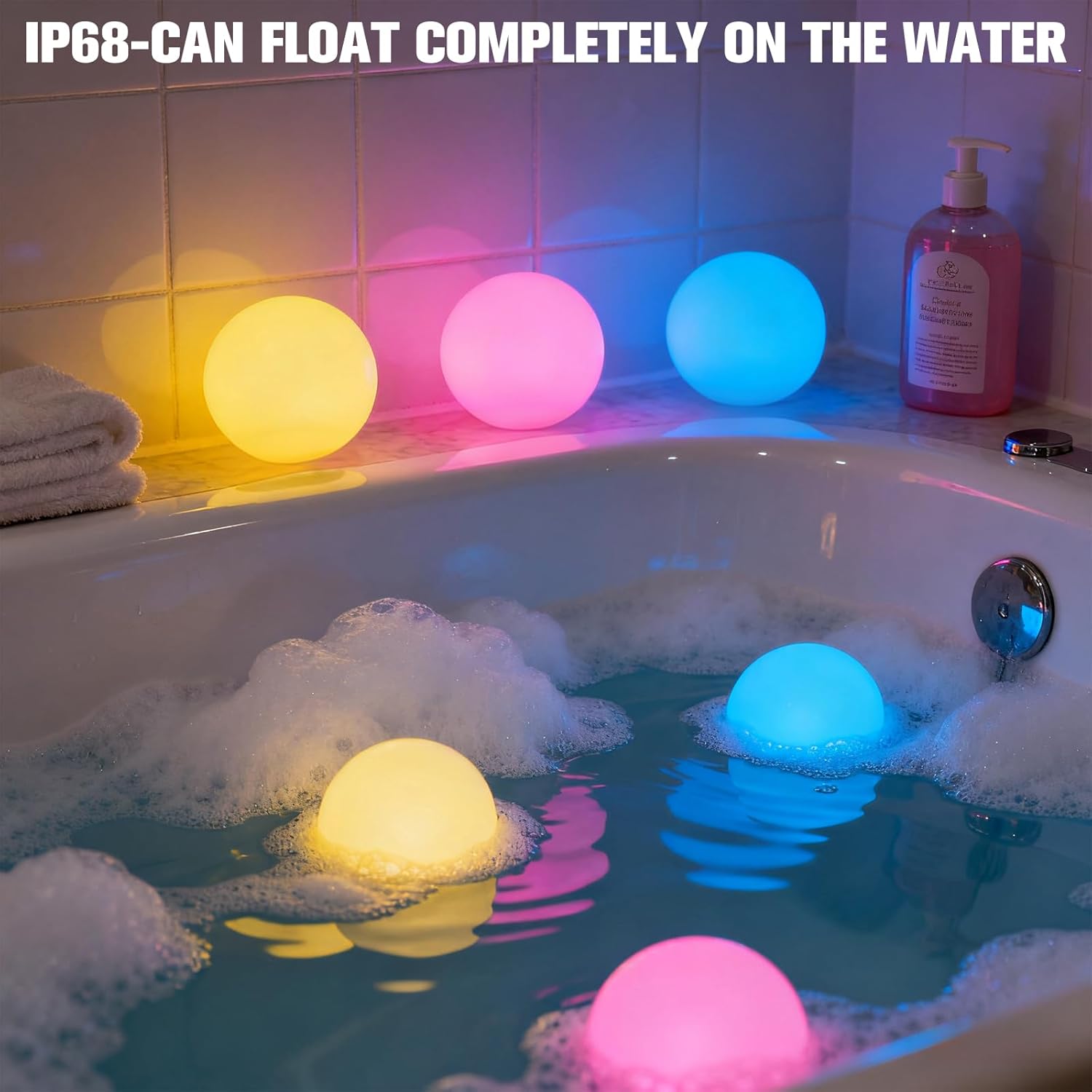 Floating Pool Light Ball, RGB Color Changing Bath Hot Tub Light, IP68 Waterproof Orb Light up Ball for Pool Gift, Glow Led Pool Balls Lights for Hot Tub,Pond,Bathtub,Spa, Decor Outdoor Indoor(6PCS)