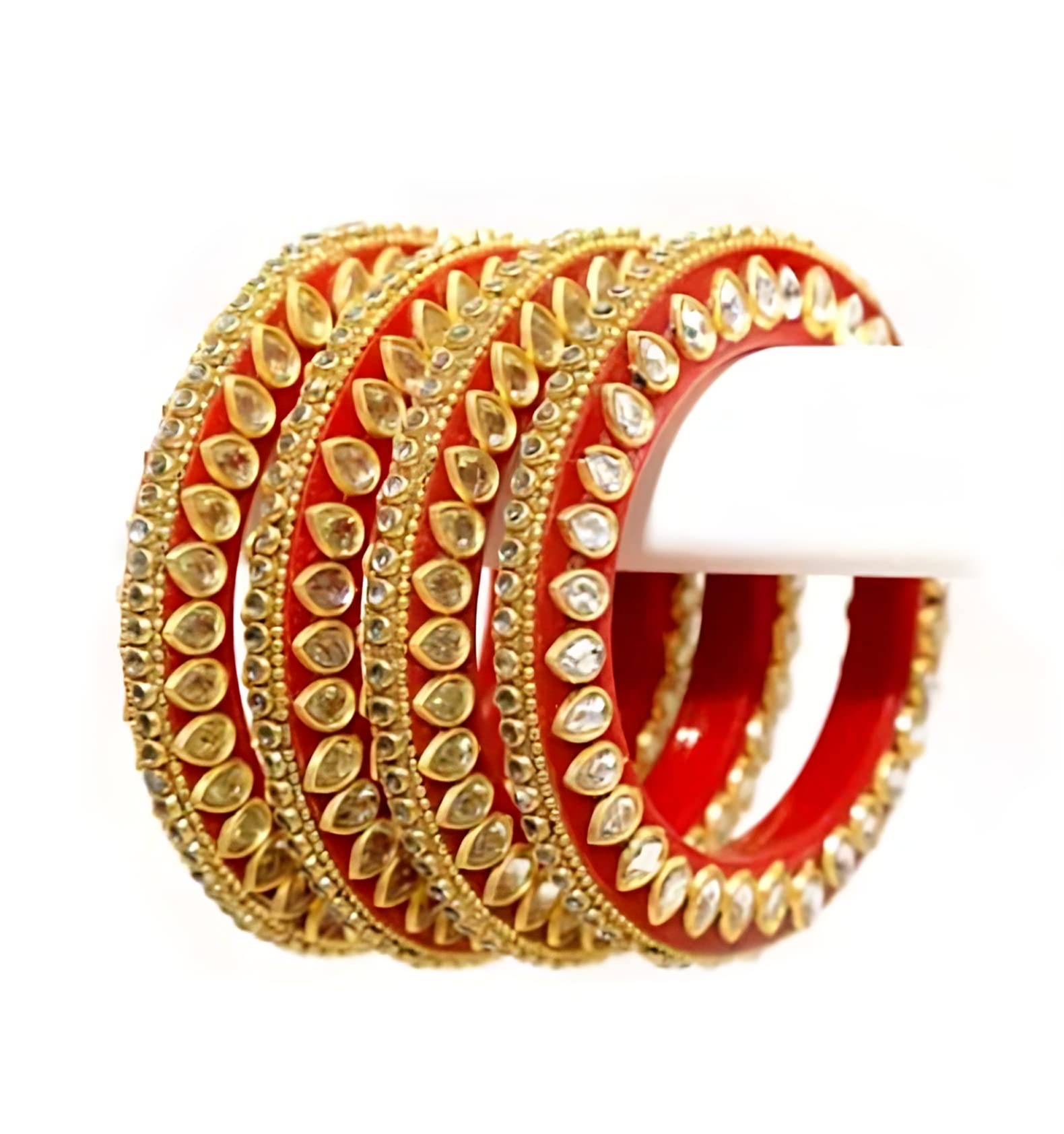 Anwar Kundan Design Red Rajasthani Bangles Set for Women/Girls Kada Set for Any Occasion (Set of 4) (Design 1, M(2/6)) (B0BZ8PFKCD) Amazon Price History, Amazon Price Tracker
