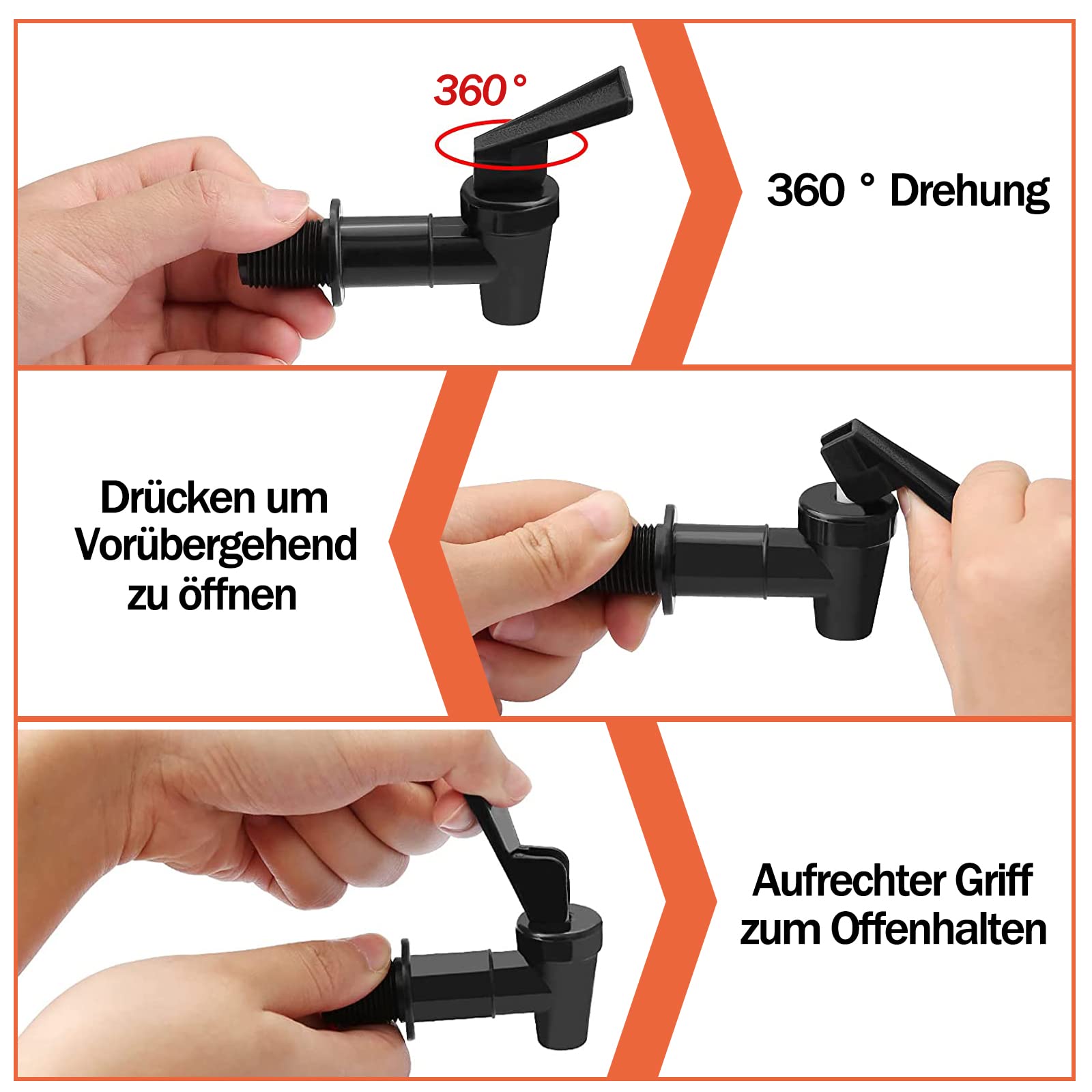 Distributori Bevande In Plastica - 4 Pezzi Con Rubinetto Per Birra, Caffè E Succhi, Nero - Foto 5