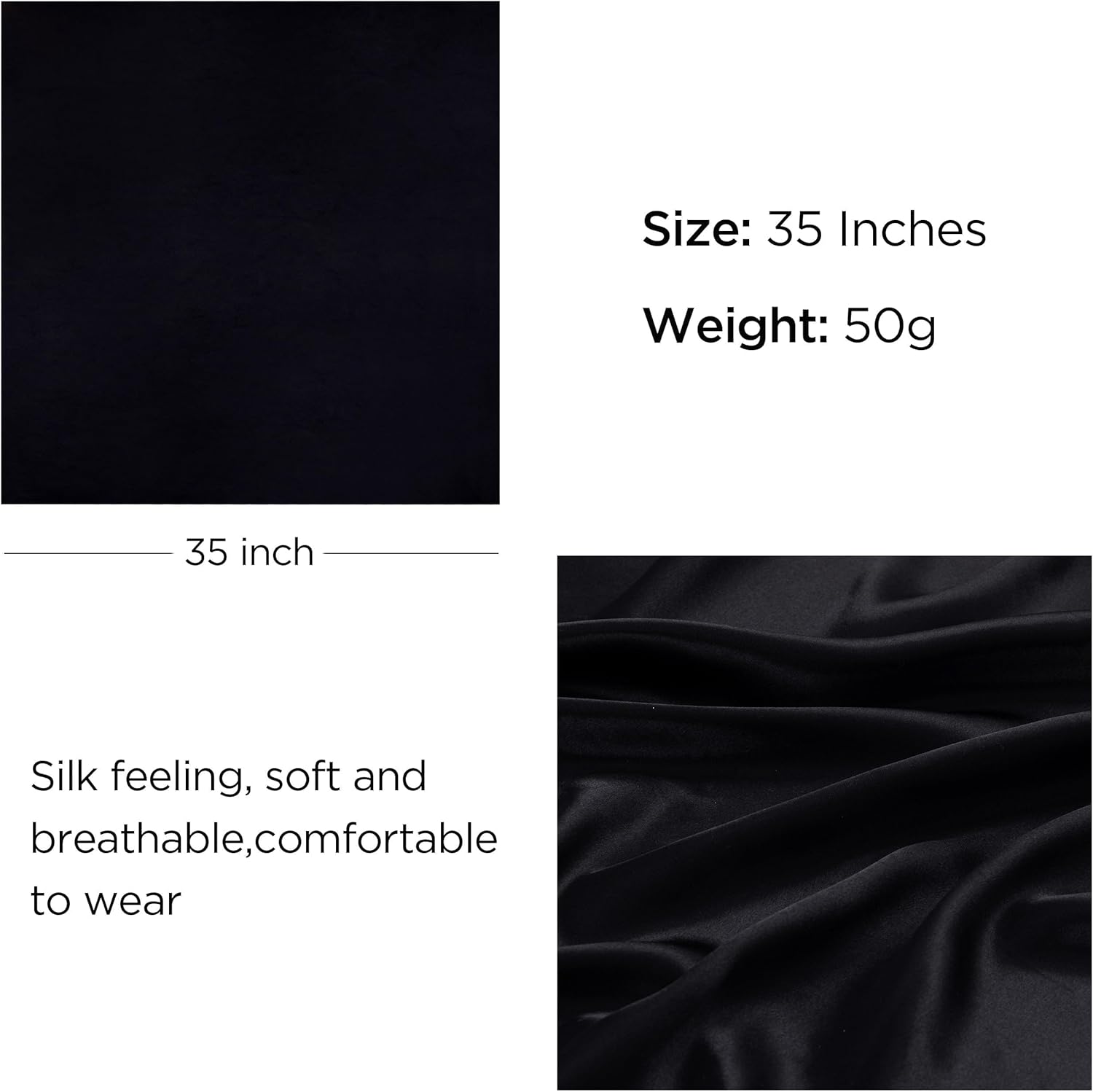 HBselect 4PCS Head Scarf for Women 35” Head Scarves Silk Like Satin Neck Scarfs Square Bandana Hair Wraps Scarf for Sleeping - Image 3