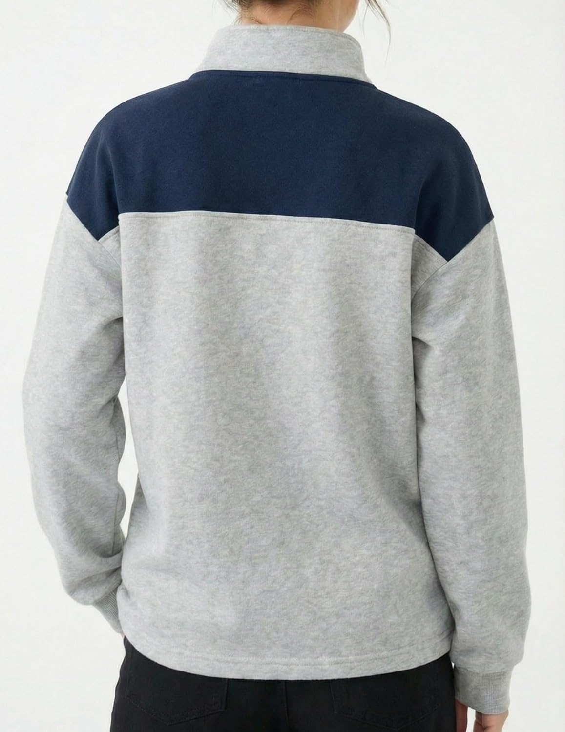 ZAFUL Women's Oversized Quarter-Zip Sweatshirt Alaska Eagle Letter Colorblock Fleece-Lined Pullover Vintage Raglan Hoodie - Image 4