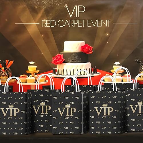 Miniatura 3 de Tyndallrays 16 bolsas de regalo VIP para suministros de fiesta de cumpleaños VIP, aperitivos de regalo VIP, bolsas de dulces con asas para niños y