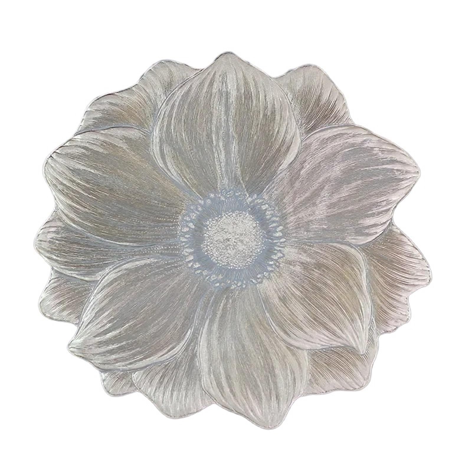 PVC Dining Table Mat 6/4pcs Creative Flower Shaped Placemat PVC Dining Table Decoration Mat Bowl And Plate Tableware Tea Coffee Cup Coaster(HH Gold,4pcs)