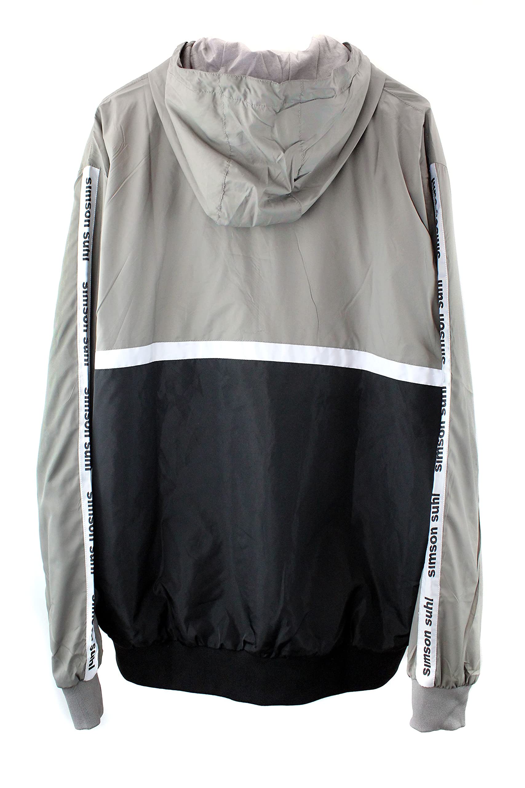 MZA Jacke Windbreaker Simson Suhl, Logo auf Ärmeln und Brust, Kapuze, Farben grau, schwarz und weiß, Größen XS-XXXL, Größe:M