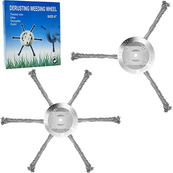 IRmm 2 Pack 6 inch Steel Wire Brush Cutter Trimmer Head, Wired Trimmer