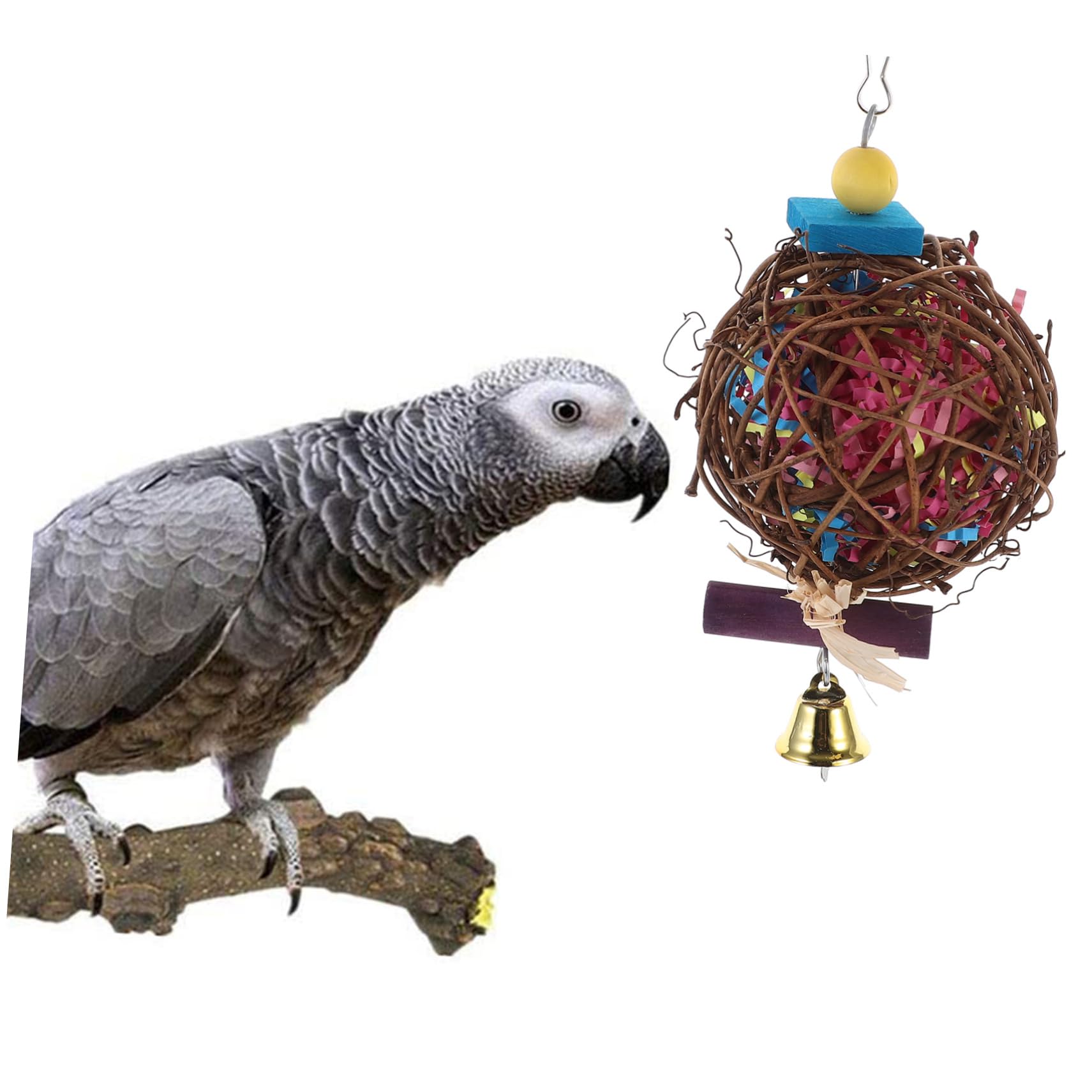 BESPORTBLE 6 Pièces Jouet Balle Perroquet Takraw Jouet De Nourriture à Mâcher Perroquet Oiseau s Perroquet Cage à Oiseaux Fibres Végétales Papier Soie D'