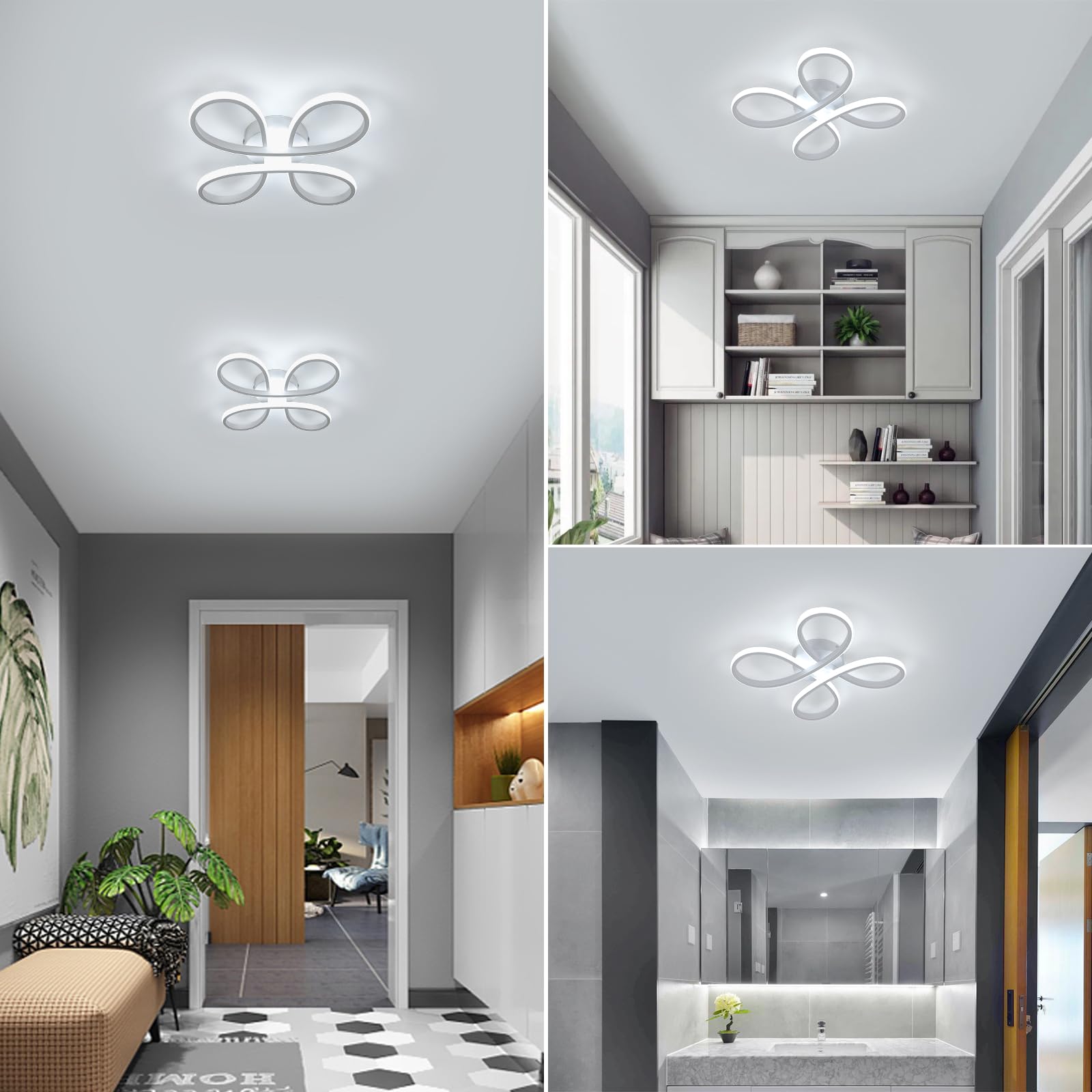 Plafonnier LED Floral Design, 30W 6500K Blanc Froid | Lampe de Plafond Moderne, Luminaire Plafonnier Led pour Chambre Salon, Salle à manger, Cuisine, 30CM
