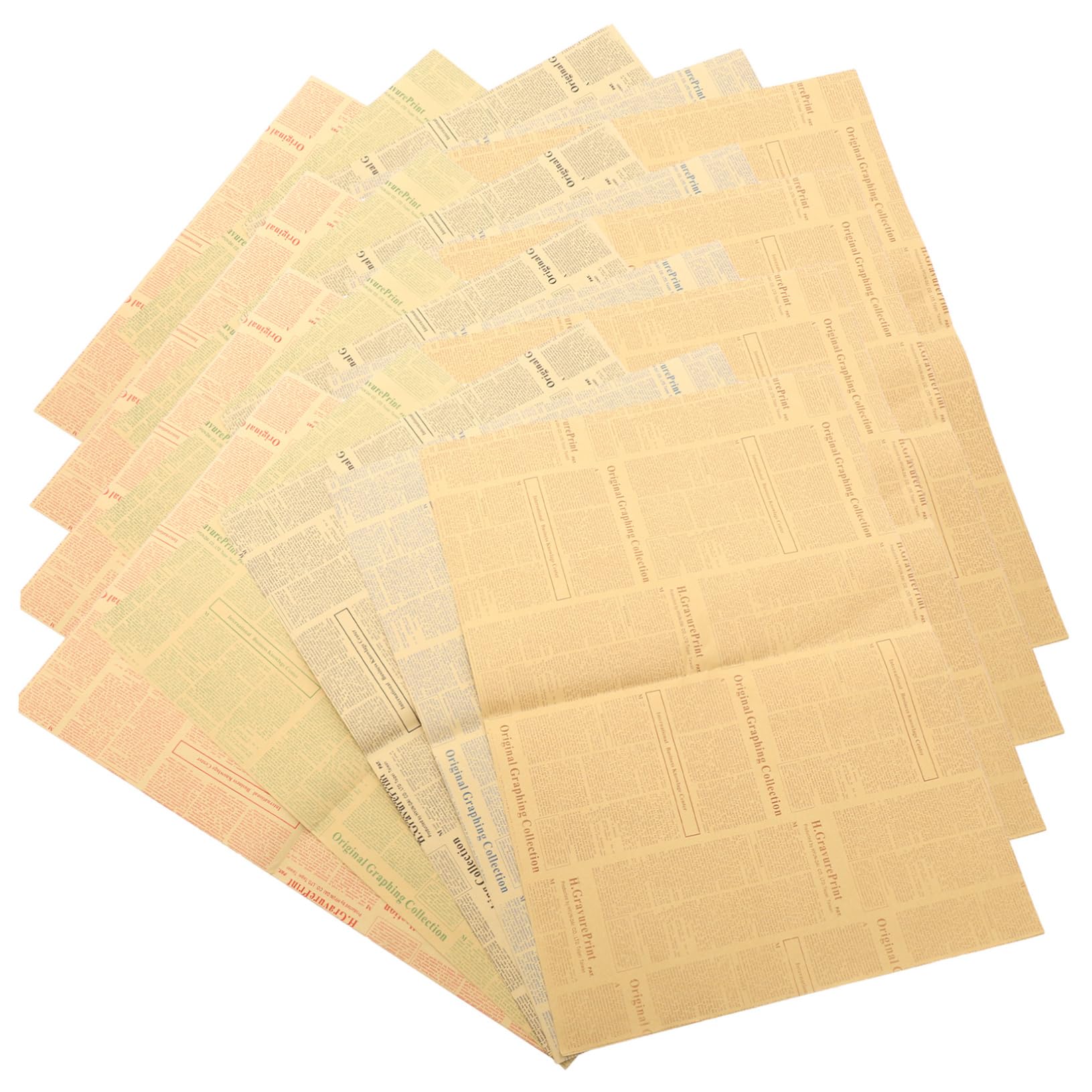 Cabilock Carta Regalo Fogli in Carta Kraft Vintage Spessa per Pacchi Regalo, 20 Pezzi per Matrimonio e Banchetto Design Retrò da Giornale Colore Casuale