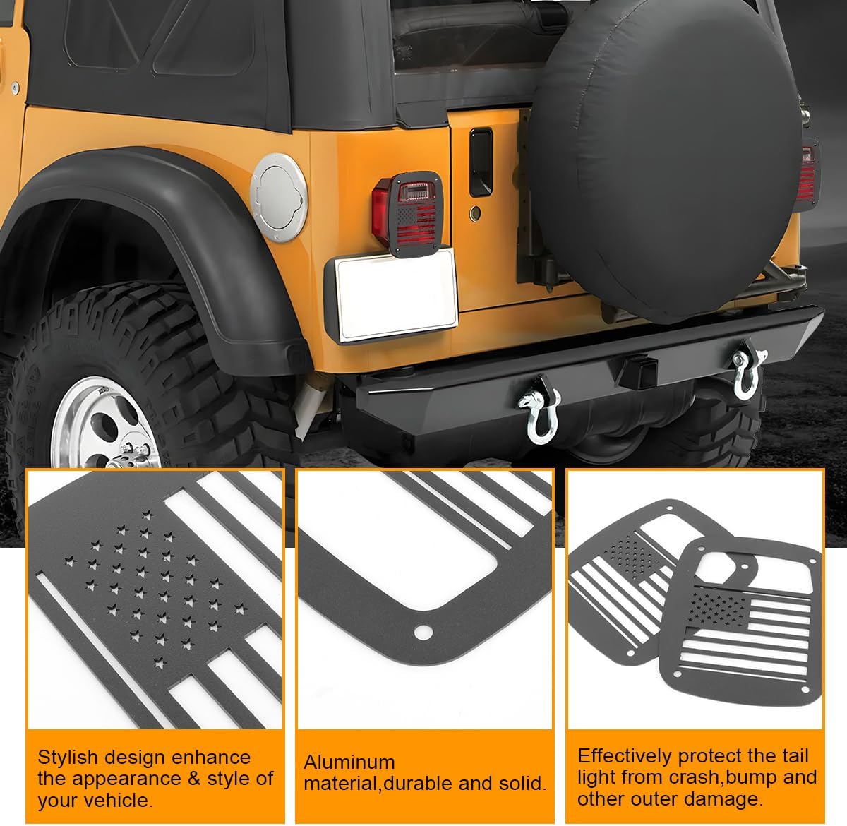 Tail Light Guards Covers + Magnetic Light Bar Mount Compatible with Jeep Wrangler TJ YJ 1987-2006