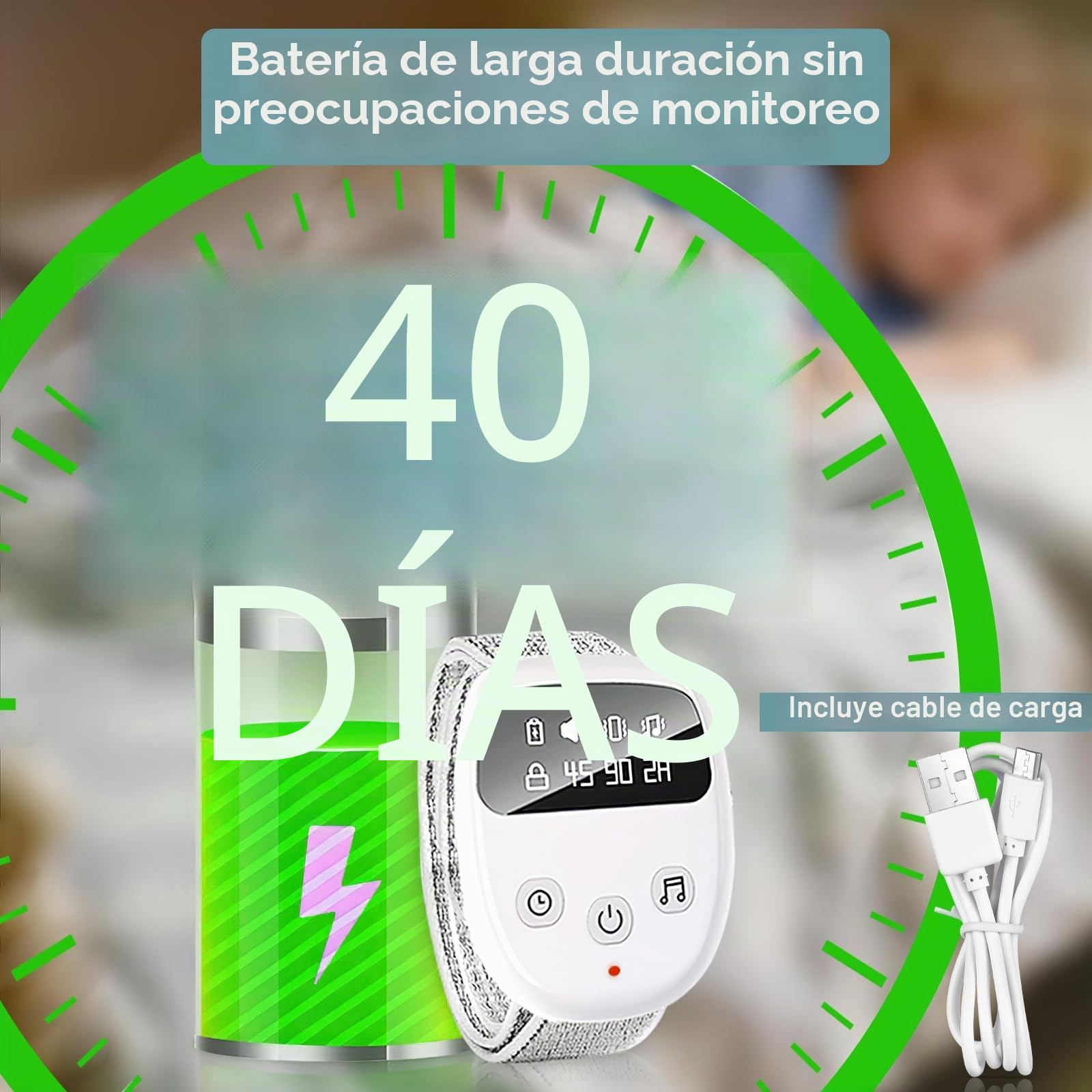 Alarma inalámbrica para niños, con mando a distancia, 3 modos de recordatorio, 2 tonos de llamada, carga USB, temporizador, alarma para entrenamiento de orinal nocturno Superwindun (versión básica​)