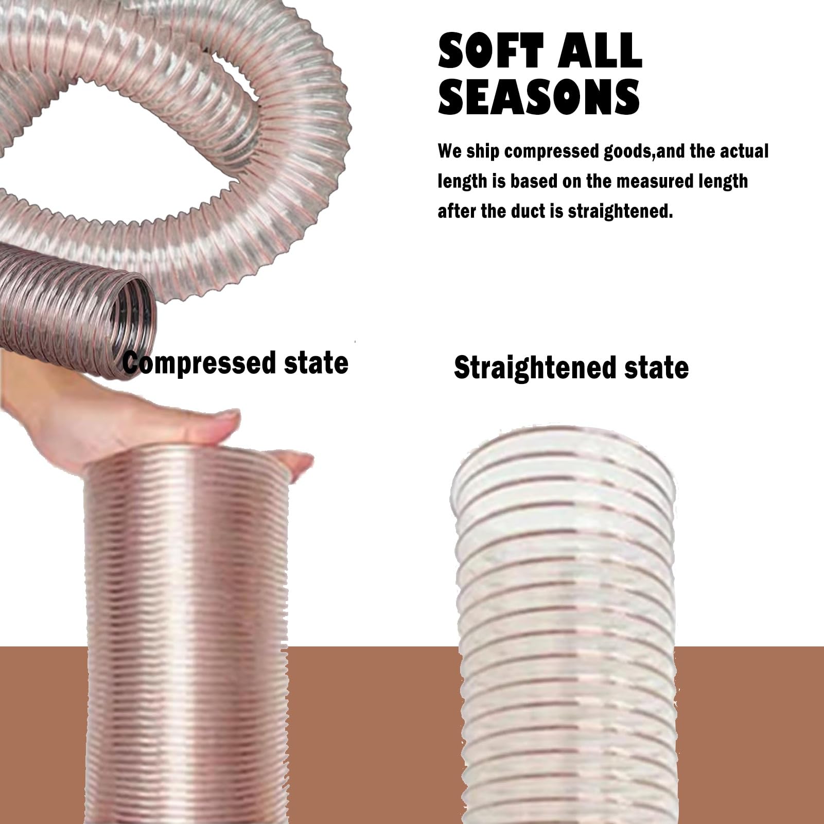 Tuyau d'aspiration de poussière Flexible en PU, dissipateur d'électricité Statique, léger et sans pliure pour Atelier de menuiserie et de métallurgie (L 10 m (33 pi), diamètre 40 mm (1,6 po)