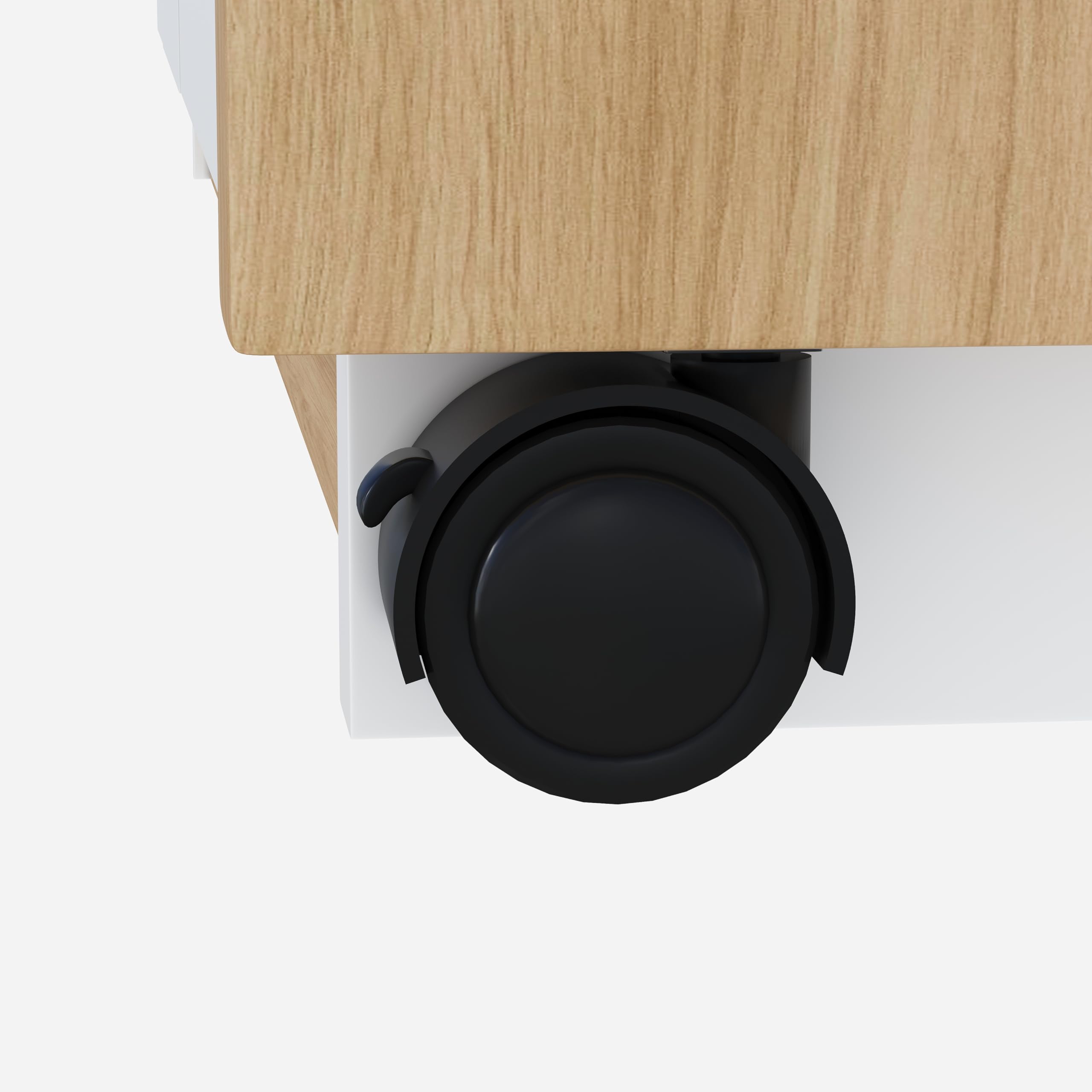 Lexiou Escritorio con ruedas con bloqueo, diseño multifuncional, 4 cm más grueso, mesa giratoria con bloqueo fijo, escritorio plegable, escritorio de esquina, aparador (roble + blanco)