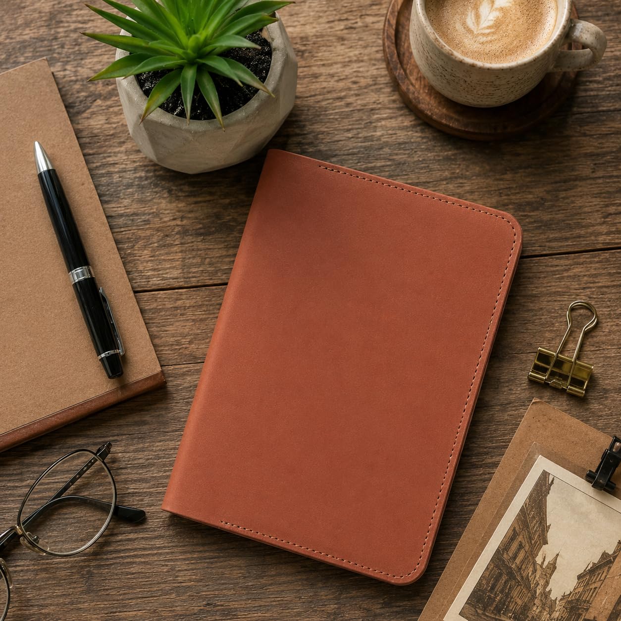 Funda para diario de piel de grano completo A5, rellenable, para cuaderno A5 (14,6 x 21 cm), con trabilla para bolígrafos, ranuras para tarjetas, tapa rellenable, color marrón | Funda de piel recargable hecha a mano para cuadernos tamaño mediano A5 de 14