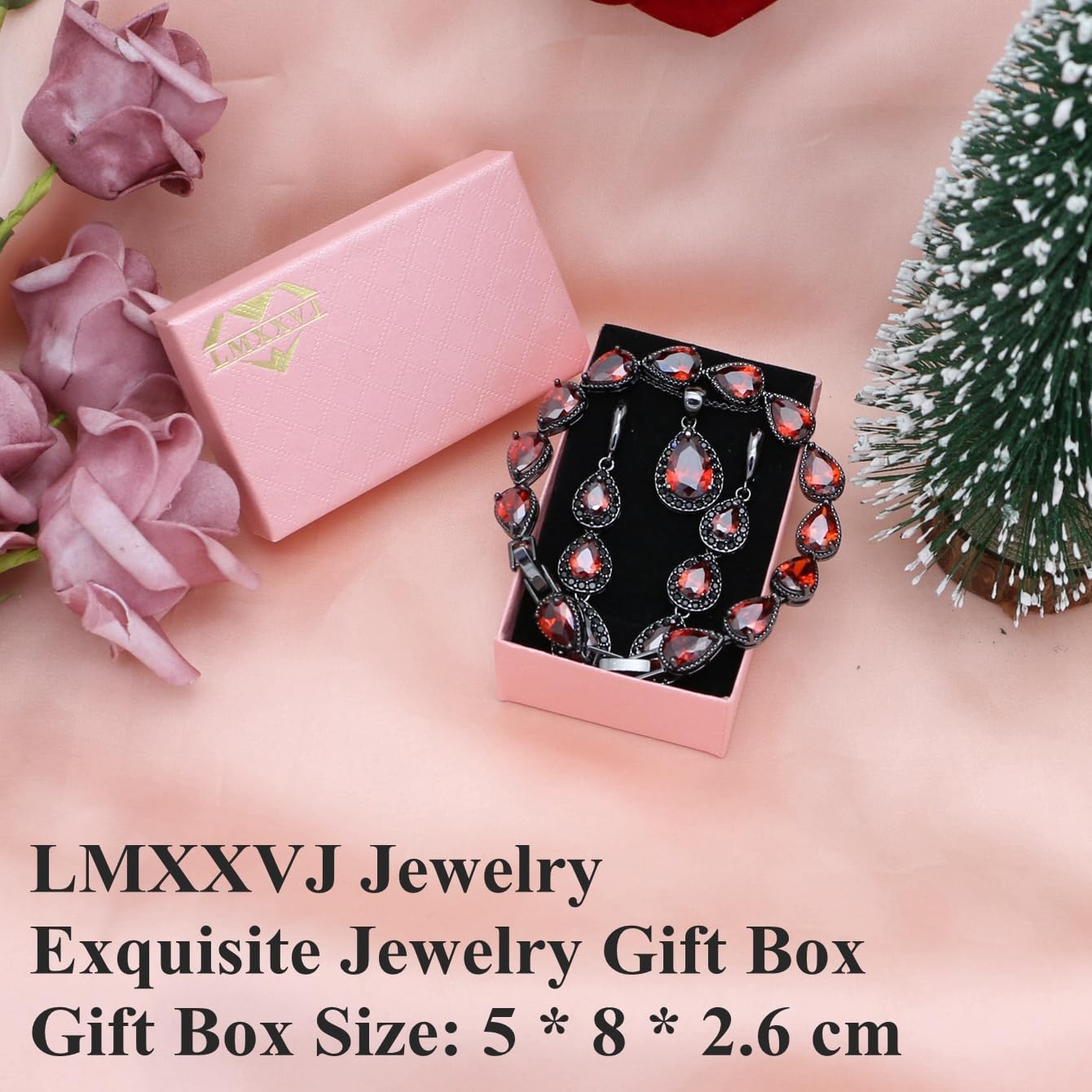 LMXXVJ Necklace Long Earrings Bracelet Set, White Gold Plated Created Blue Sapphire Jewelry Set Wedding Party Gift Jewelry for Women Bridal Bridesmaid - Image 6