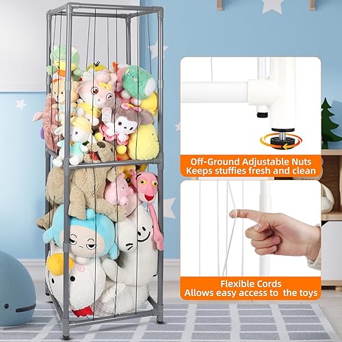 Miniatura 4 de Soporte vertical de animales de peluche, almacenamiento de animales de peluche, fuera del suelo y ahorra espacio, organizador vertical de animales