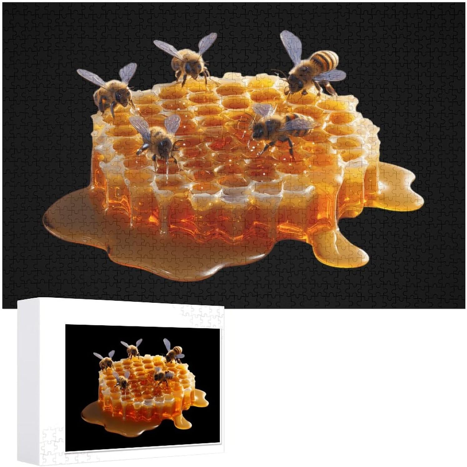 Honeycomb Bee Puzzles for Adults 1000 PCS Wooden Jigsaw Puzzle Wall Decor Christmas