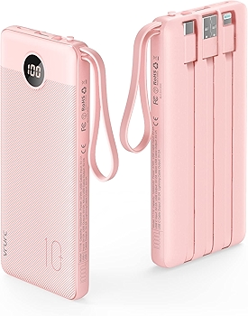 All-in-One Portable Power Bank with Built-In Cables