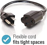 Vista 2 de Cables To Go Alargue calibre 18 según el sistema de medición AWG, para ahorrar enchufes, con receptor NEMA 5-15 a enchufe NEMA 5-15, color negro.