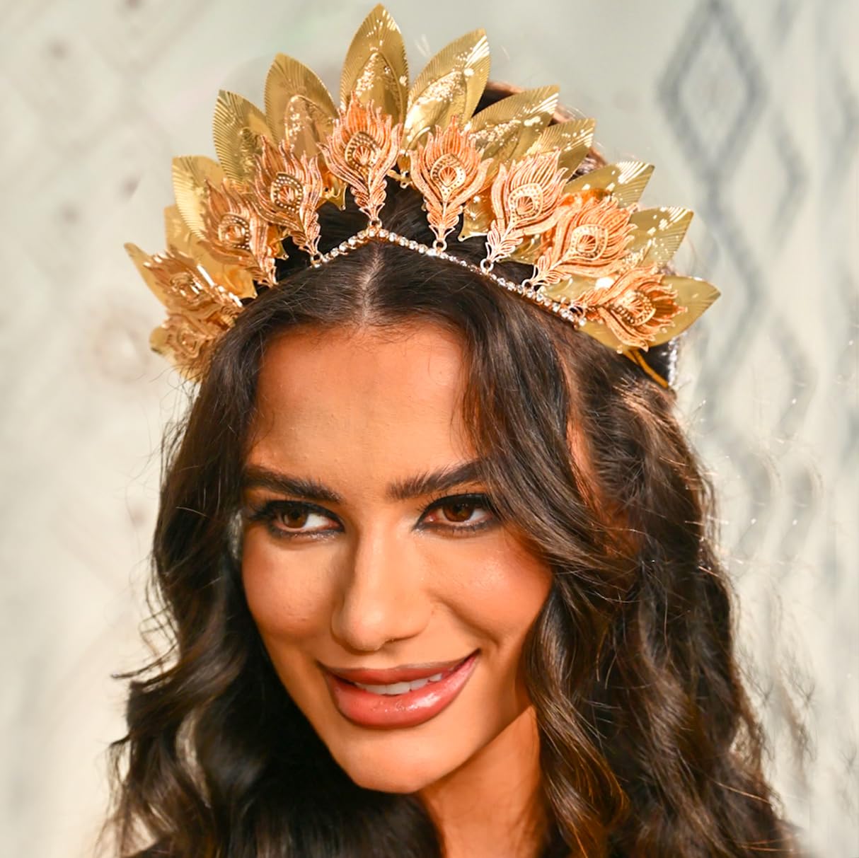 Fashband Gold Leaf Crown Mary Goddess Headband Leaves Halo Crowns Headpiece Party Bridal Headdress Cosplay Halloween Costume Headwear - Image 2
