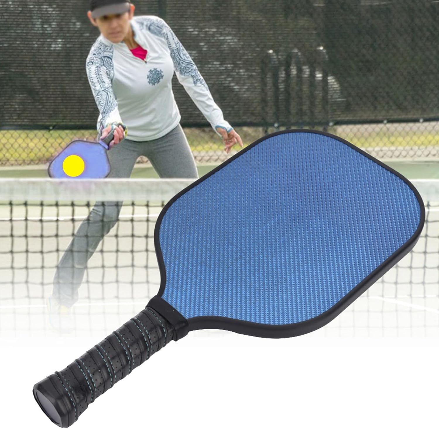 Paddle Racquet Blue, Lightweight 236g PP Honeycomb Core with Electroplating Surface - Superior Grip for Spin and Control, Cushioned Handle for Comfort, Edge Guard