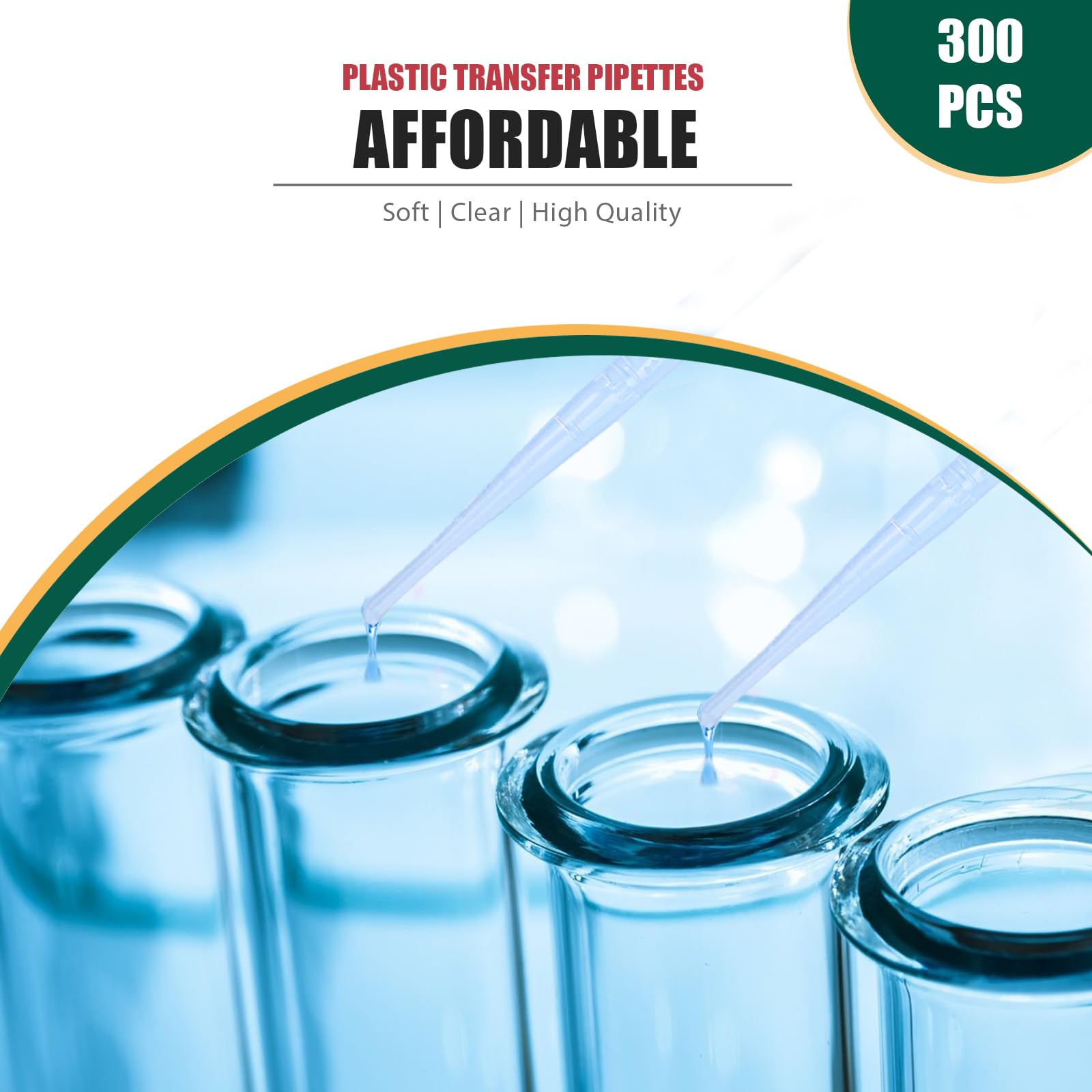 Pipeta de transferencia desechable de plástico moveland de 3 ml para aceites esenciales y laboratorios científicos (300)