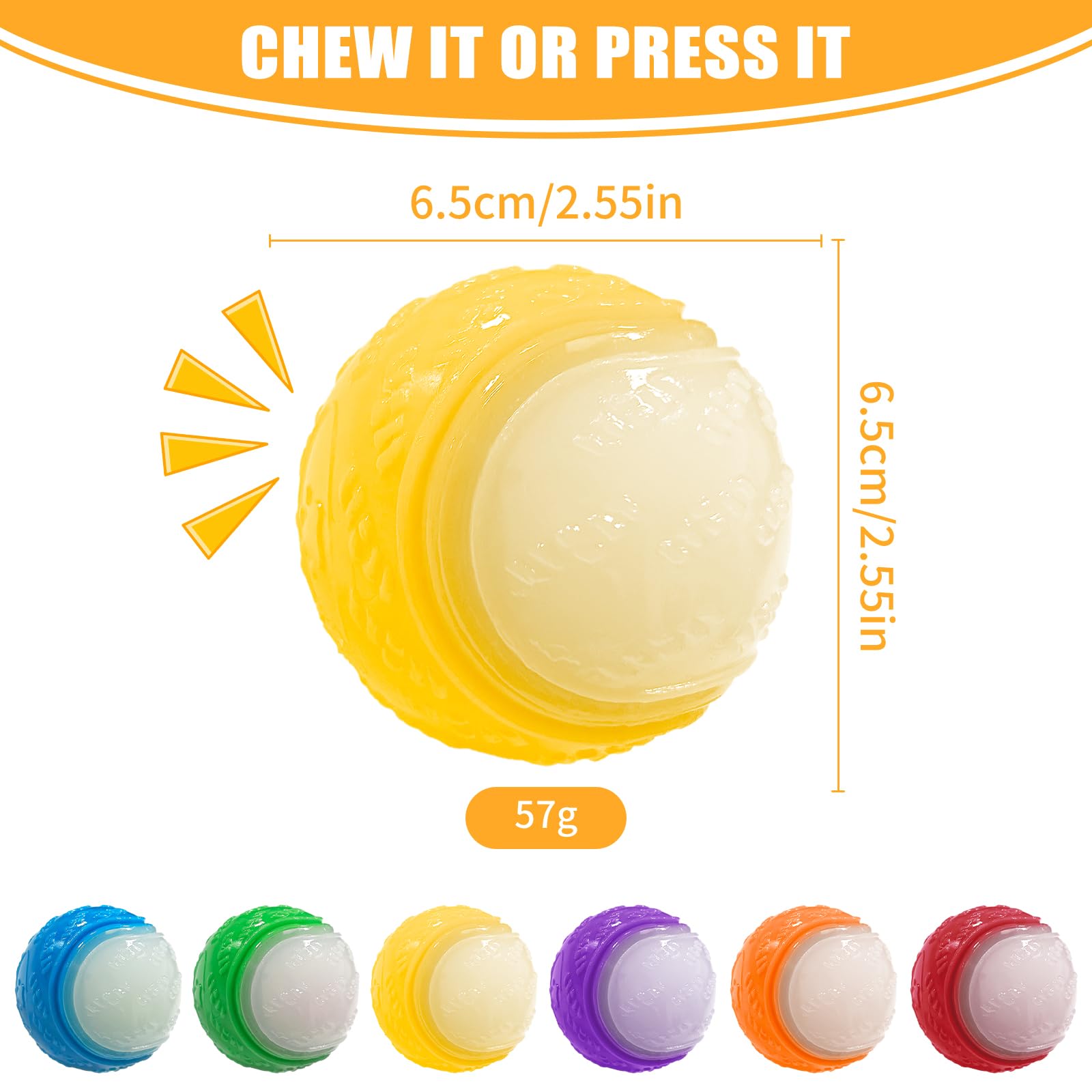 Mapneng 6PCS Glow in the Dark Dog Balls, Durable Squeaky Rubber Dog Toys, Floating Chew Balls for Aggressive Chewers & Night Play - Image 2