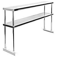 Vista 1 de Express KitchQuip Estante doble de acero inoxidable resistente con certificación NSF de calibre 18 con soportes para cocinas, cuartos de servicio