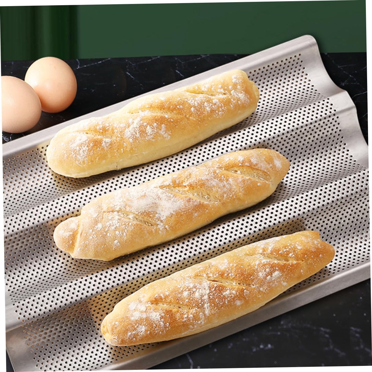 2piezas Molde Para Hornear Ondulado Molde Para Pan Francés De Acero Inoxidable Revestimiento Antiadherente y Cavidades Para Uso Doméstico y Profesional