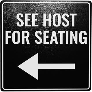 See Host For Seating Left Arrow Outdoor Street & Home Bar Club Kitchen Restaurant Wall Art Decor Plaque Square Sign 12X12 Inch