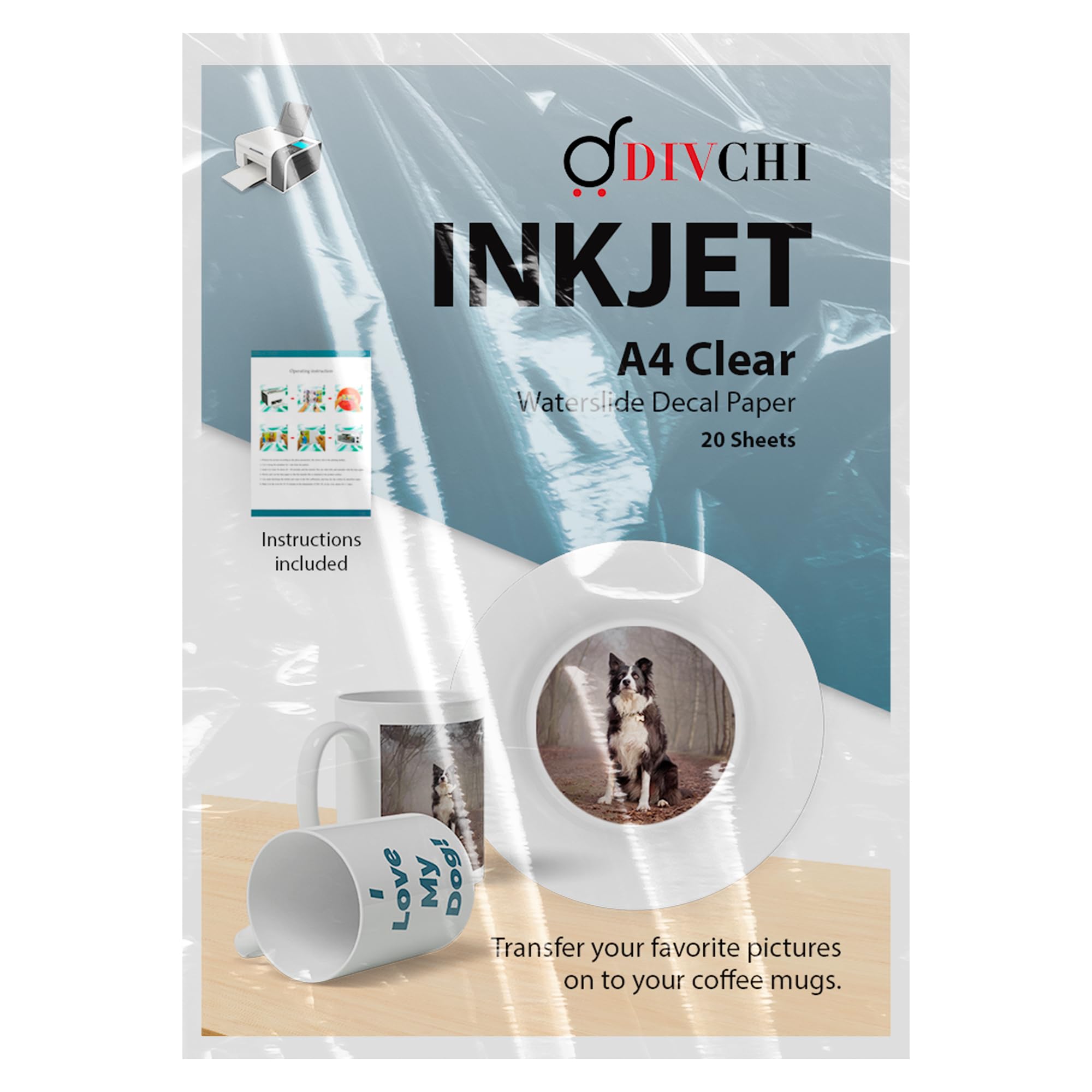 Carta Decalcomania Acqua A4 Per Getto Inchiostro - 20 Fogli Trasparenti, Fai-Da-Te - Foto 7