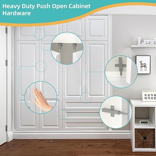 Miniatura 4 de Jiayi - Paquete de 8 herrajes para gabinete con imán resistente para cierre de puerta, cajón, cierre magnético, pestillo táctil para accesorios de