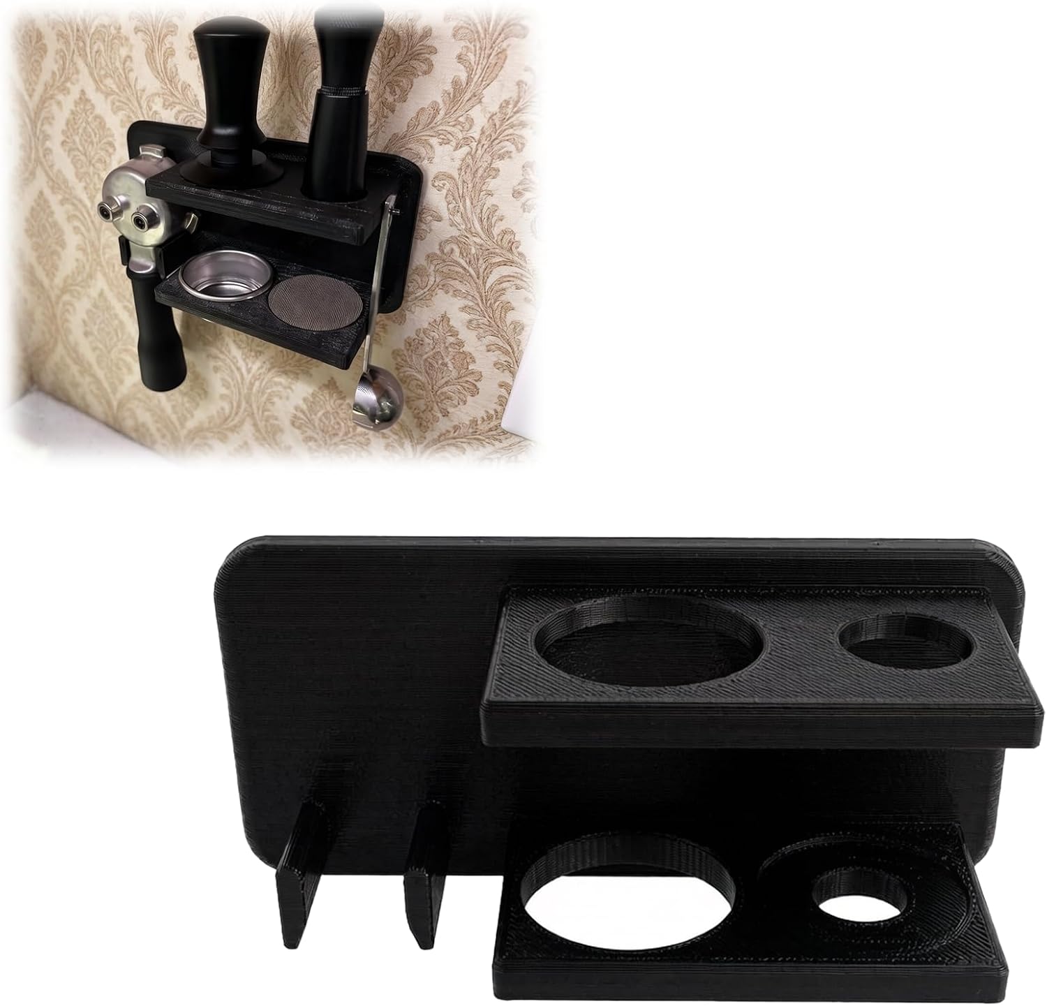 Espresso Accessories Organizer,Coffee Tool Organizer for Tampers, Distributors, Puck Screens, Scoops, and Filter Baskets,A Barista-Grade Storage Rack with Wall-Mounting Capability