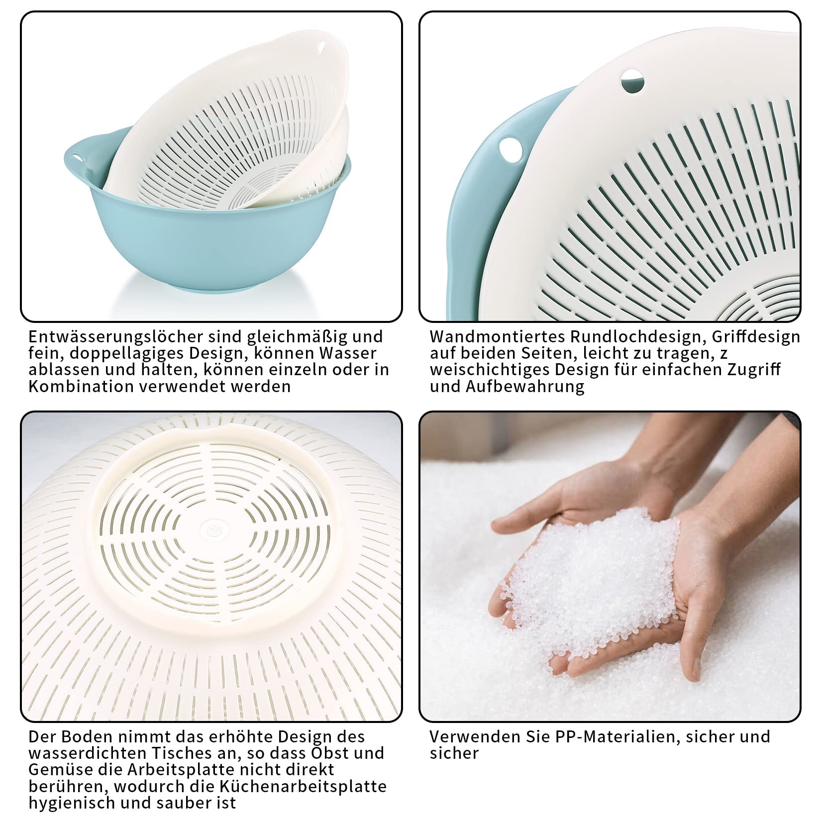 Scolaverdure Colino Da Cucina SHIMOYAMA Cesto Per La Pulizia Delle Verdure, Set Di Scolapasta Da Cucina In Plastica A 3 Livelli Con Coperchio, Colino Multifunzione 3 In 1 Per La Pulizia Di